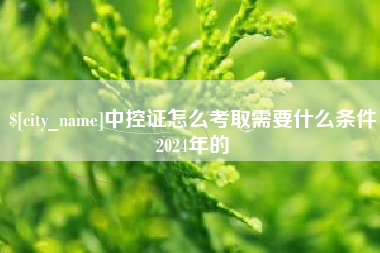 上饶中控证怎么考取需要什么条件2024年的