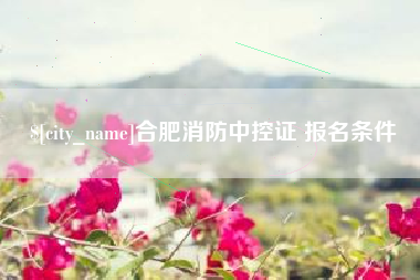 上饶合肥消防中控证 报名条件